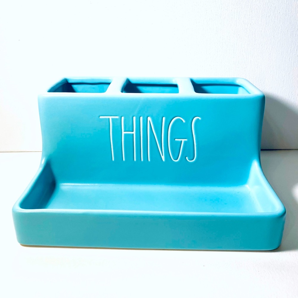 Rae Dunn THINGS TIFFANY BLUE bathroom organizer